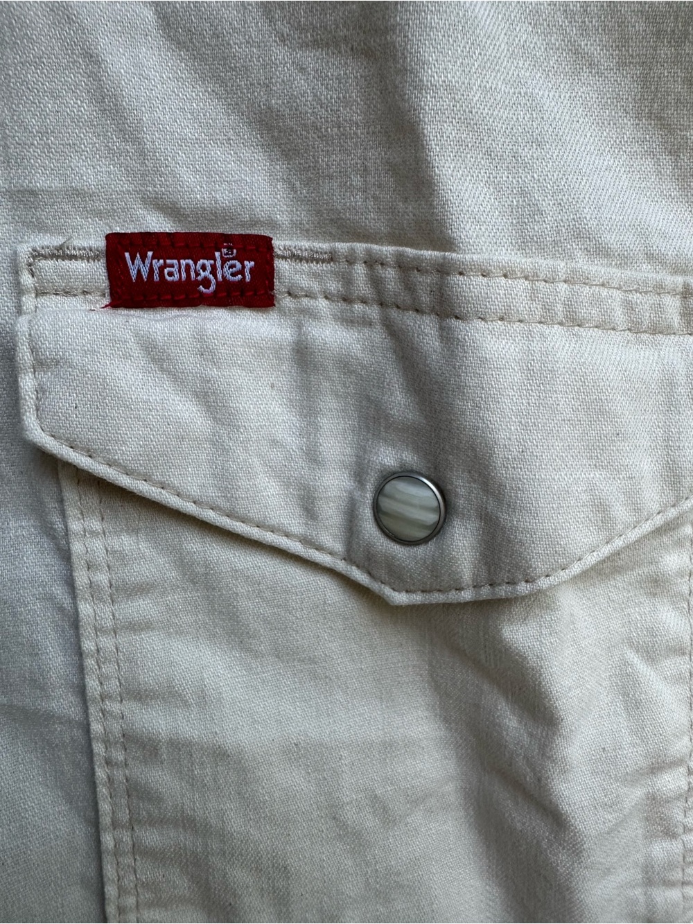 Wrangler Cream Long-Sleeve Western Pearl Snap Button-Front Shirt - Picture 3 of 7